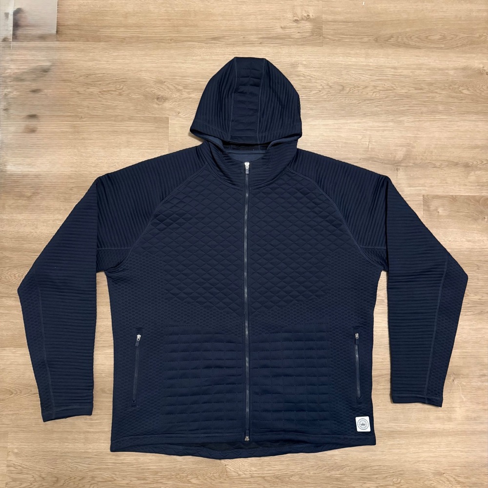 Peter Millar Crown Sport Mens XL Navy Blue Quilted Full Zip Hoodie Jacket